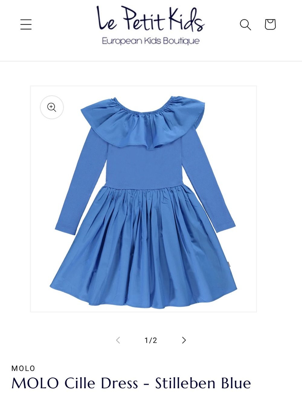 Molo Cille Long-Sleeve Ruffle Dress in Stilleben Blue